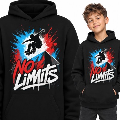 Bluza chłopięca z kapturem - „No Limits” skater w skoku nad rampą