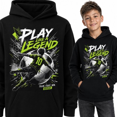 Bluza chłopięca z kapturem - piłkarz z numerem 10 „Play like a legend” dla młodego piłkarza