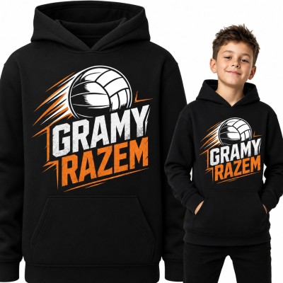 Bluza chłopięca z kapturem „Gramy razem” - piłka siatkowa dla młodego siatkarza