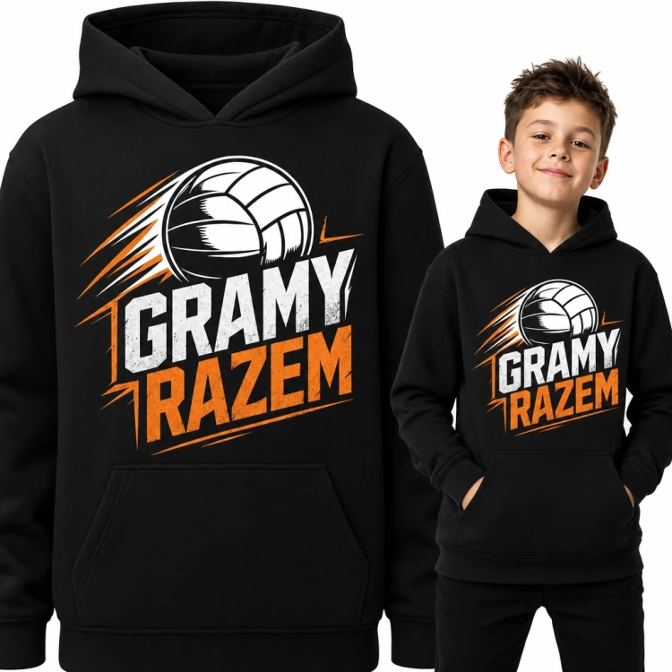 Bluza chłopięca z kapturem „Gramy razem” - piłka siatkowa dla młodego siatkarza