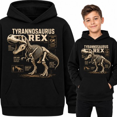 Bluza chłopięca z kapturem „Tyrannosaurus Rex” - szkielet dinozaura z opisem anatomii