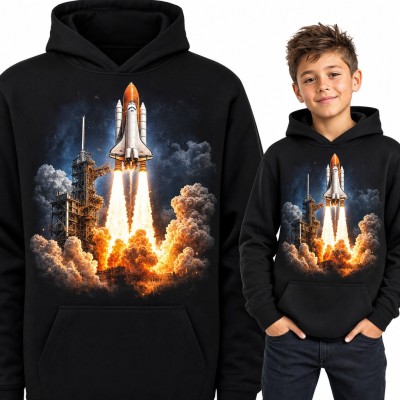 Bluza chłopięca z kapturem - start promu kosmicznego z wyrzutni