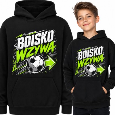 Bluza chłopięca z kapturem - piłka nożna „Boisko wzywa” dla młodego piłkarza