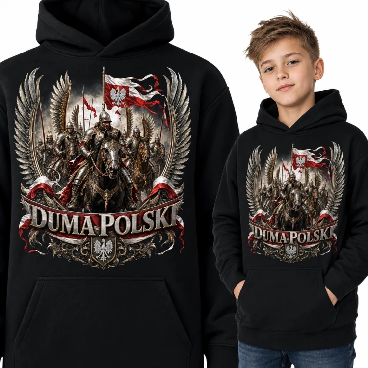 Bluza chłopięca z kapturem - husaria i orzeł „Duma Polski”