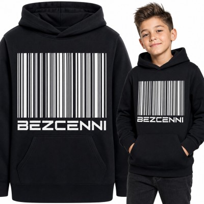 Bluza chłopięca z kapturem - kod kreskowy z napisem „Bezcenni”