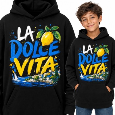 Bluza chłopięca z kapturem - „La dolce vita” z cytryną i włoskim wybrzeżem