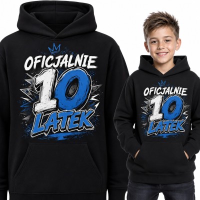 Bluza chłopięca z kapturem „Oficjalnie 10 latek” - na 10 urodziny z koroną