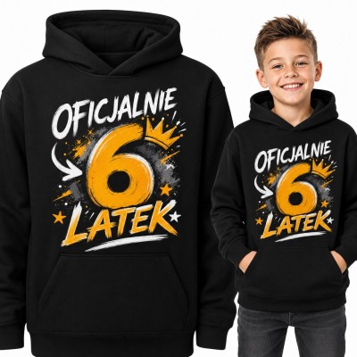Bluza chłopięca z kapturem „Oficjalnie 6 latek” - na 6 urodziny z koroną