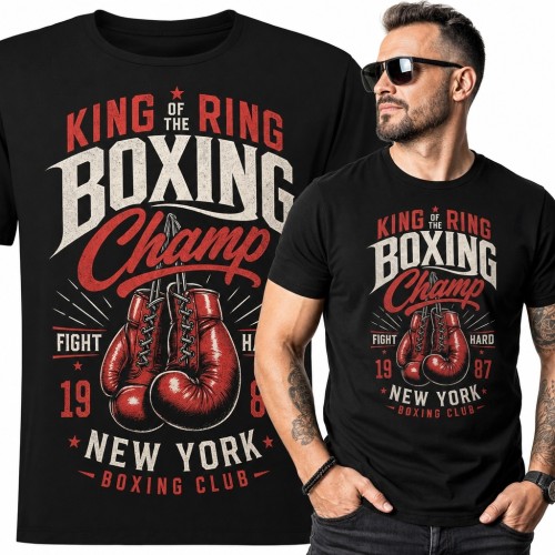Koszulka męska z rękawicami bokserskimi „Boxing Champ” - styl retro