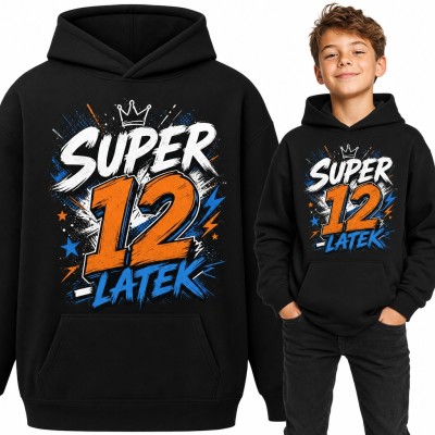 Bluza chłopięca z kapturem „Super 12-latek” - na 12 urodziny z koroną