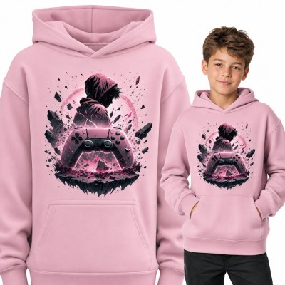 Bluza chłopięca z kapturem - gamer w kapturze z padem do konsoli