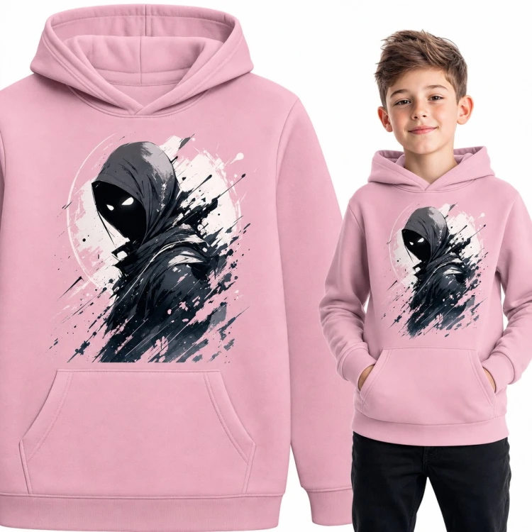 Bluza chłopięca z kapturem - zakapturzony ninja ze świecącymi oczami