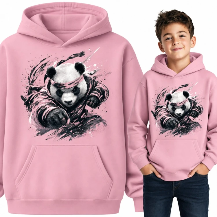 Bluza chłopięca z kapturem - panda wojownik kung fu z opaską