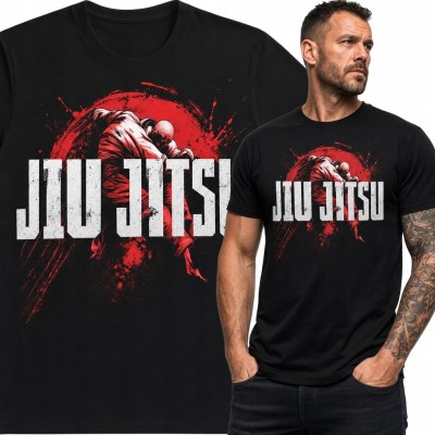 Koszulka męska jiu-jitsu „Jiu Jitsu” - dynamiczny motyw walki