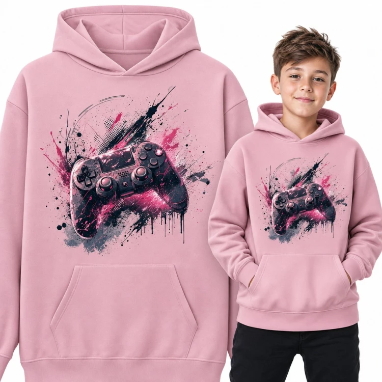 Bluza chłopięca z kapturem - pad do gier w stylu splash dla gracza