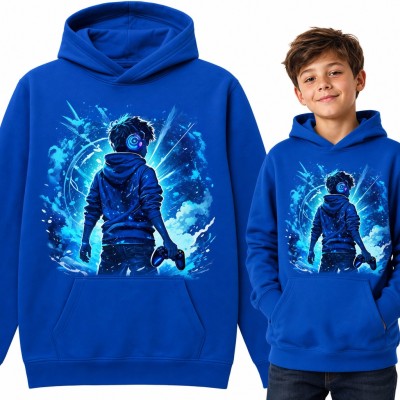 Bluza chłopięca z kapturem - gamer w słuchawkach z padem dla gracza