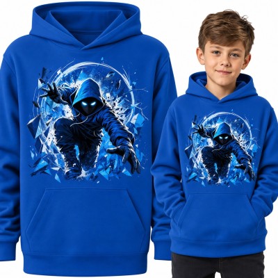 Bluza chłopięca z kapturem - ninja w kapturze wyskakujący z lodowego portalu