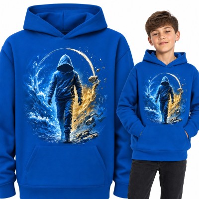 Bluza chłopięca z kapturem - zakapturzony wędrowiec wychodzący z magicznego portalu