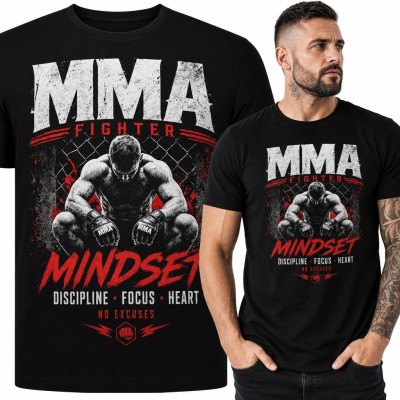 Koszulka męska MMA „MMA Fighter” - zawodnik na tle klatki
