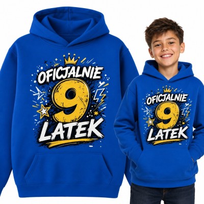 Bluza chłopięca z kapturem „Oficjalnie 9 latek” - na 9 urodziny z koroną
