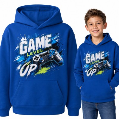 Bluza chłopięca z kapturem „Game Level Up” - pad do gier dla młodego gracza