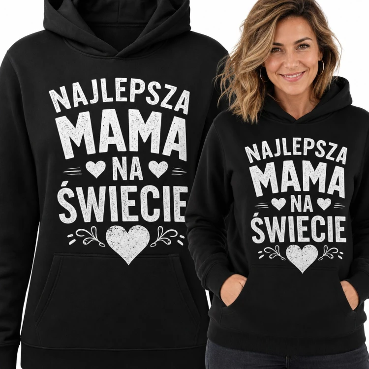 Bluza damska z kapturem „Najlepsza mama na świecie” z sercami