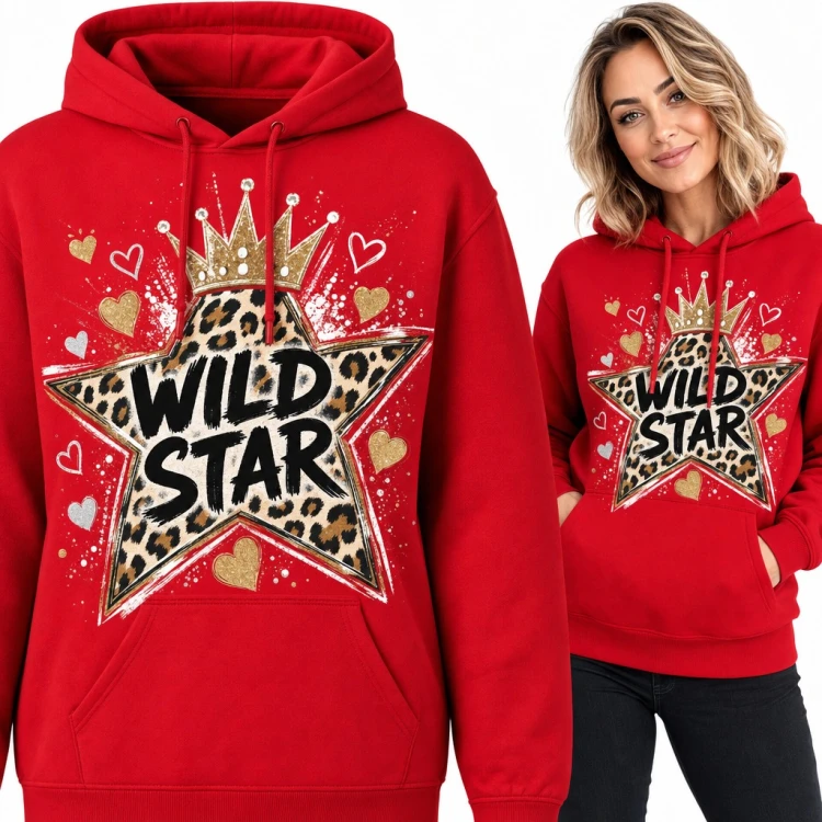 Bluza damska z kapturem „Wild star” - gwiazda w panterkę z koroną