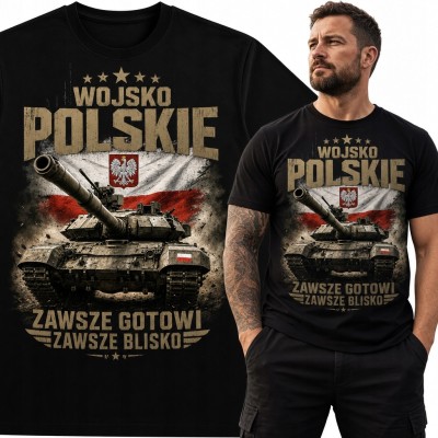 Koszulka męska z czołgiem „Wojsko Polskie” - patriotyczny motyw wojskowy