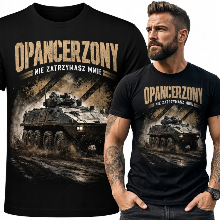 Koszulka męska z transporterem opancerzonym „Opancerzony - nie zatrzymasz mnie”