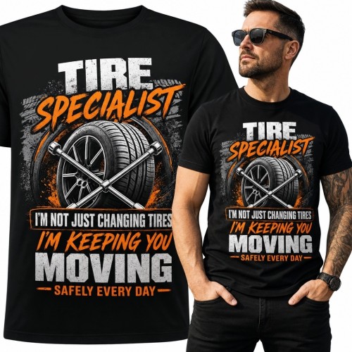 Koszulka męska dla wulkanizatora „Tire Specialist” - opony i narzędzia