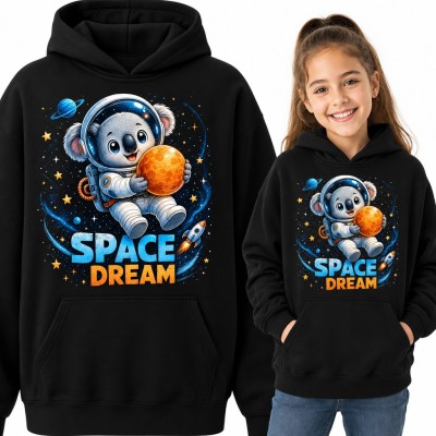 Bluza dziewczęca z kapturem - koala astronauta z planetą „Space Dream”