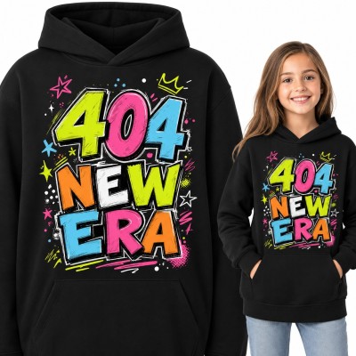 Bluza dziewczęca z kapturem - „404 New Era” neonowy graffiti dla fanki k-popu
