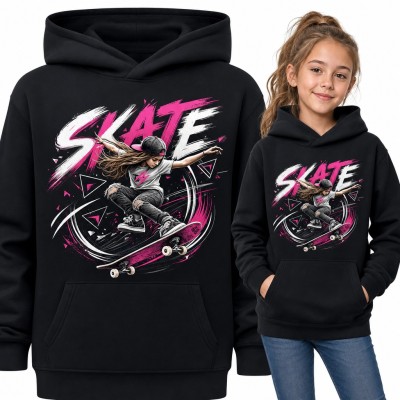 Bluza dziewczęca z kapturem „Skate” - skaterka na deskorolce