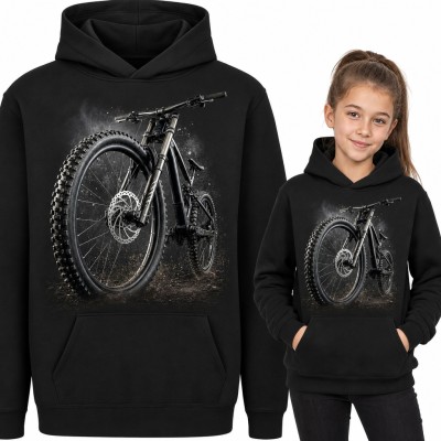 Bluza dziewczęca z kapturem - rower górski MTB w błocie dla rowerzystki