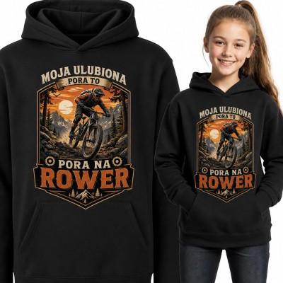 Bluza dziewczęca z kapturem „Moja ulubiona pora to pora na rower” - MTB w górach dla rowerzystki
