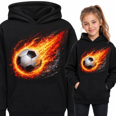 Bluza dziewczęca z kapturem - płonąca piłka nożna dla piłkarki