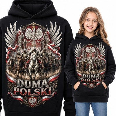 Bluza dziewczęca z kapturem - husaria i orzeł biały „Duma Polski”
