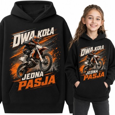 Bluza dziewczęca z kapturem - motocross „Dwa koła jedna pasja”