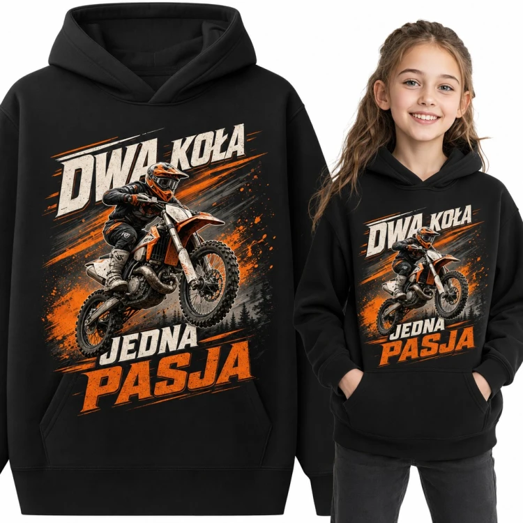 Bluza dziewczęca z kapturem - motocross „Dwa koła jedna pasja”