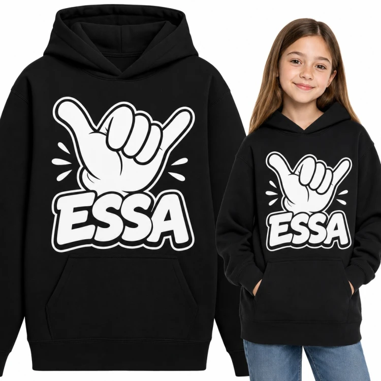 Bluza dziewczęca z kapturem - „Essa” z gestem shaka
