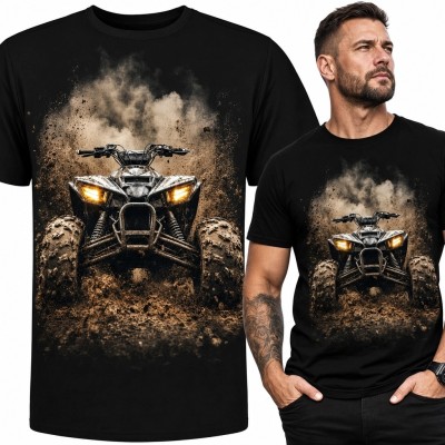Koszulka męska z quadem jadącym przez błoto - motyw off-road