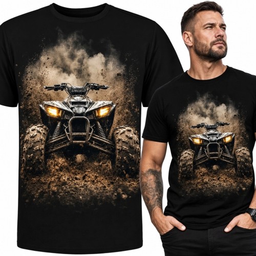 Koszulka męska z quadem jadącym przez błoto - motyw off-road