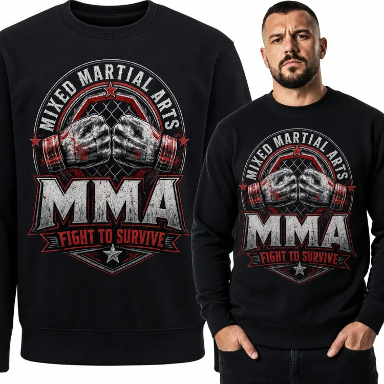 Bluza męska bez kaptura - MMA „Fight to survive” z pięściami w owijkach