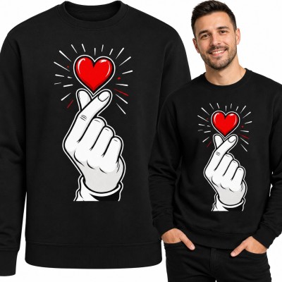 Bluza męska bez kaptura - gest serca z palców w stylu K-pop