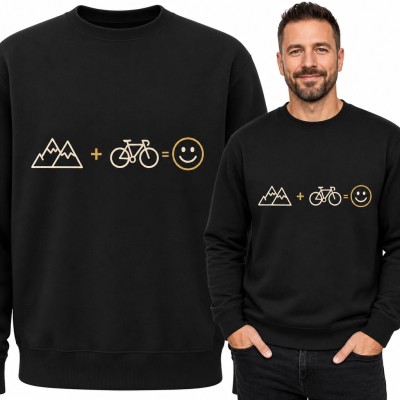 Bluza męska bez kaptura - góry plus rower równa się uśmiech dla rowerzysty