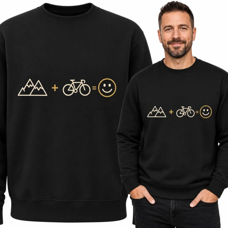 Bluza męska bez kaptura - góry plus rower równa się uśmiech dla rowerzysty
