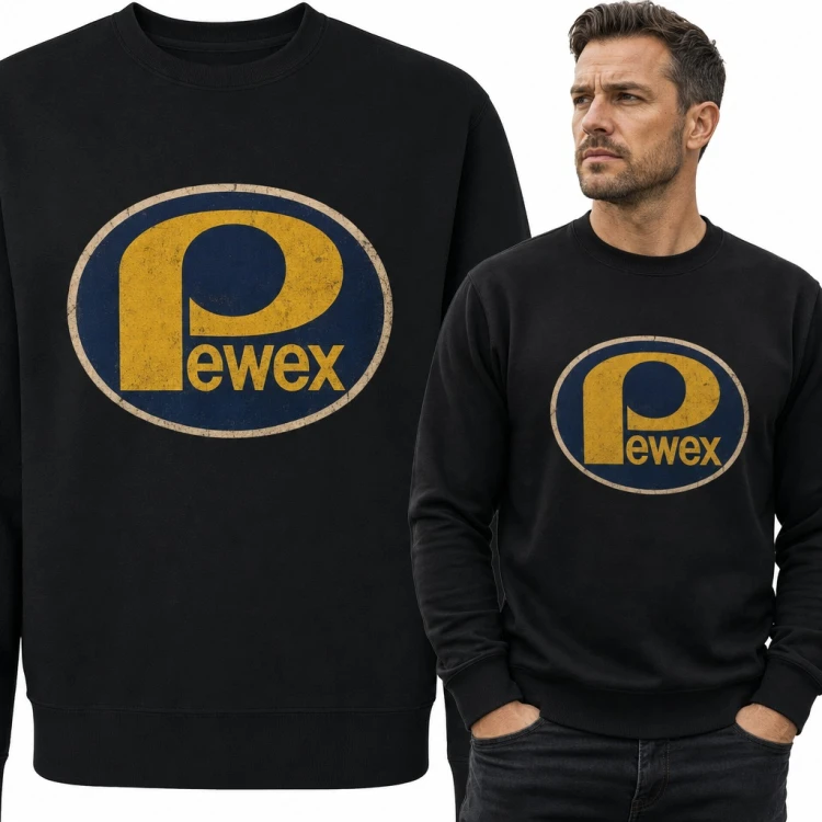 Bluza męska bez kaptura - retro logo „Pewex” w stylu PRL