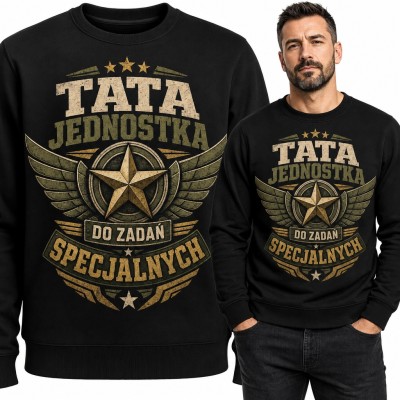 Bluza męska bez kaptura - „Tata jednostka do zadań specjalnych” wojskowy emblemat