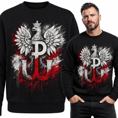 Bluza męska bez kaptura - kotwica Polski Walczącej z orłem w koronie