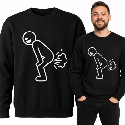 Bluza męska bez kaptura - śmieszny ludzik puszczający bąka